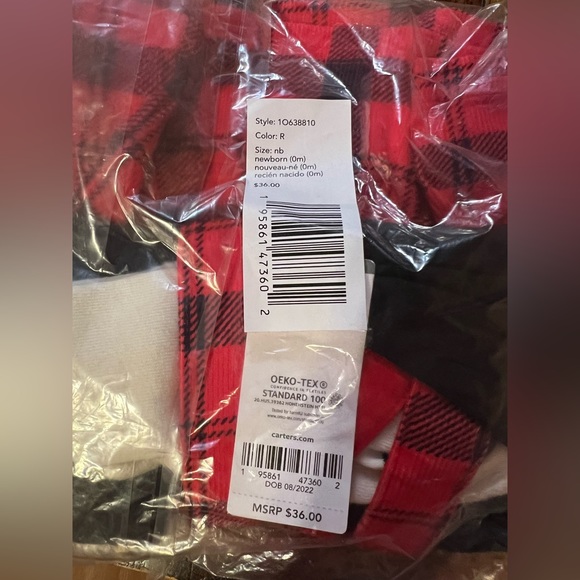 Baby Carter's 3-Piece Tee & Jumper Dress Set, newborn, 6mo, 9mo, red, black - Picture 3 of 4